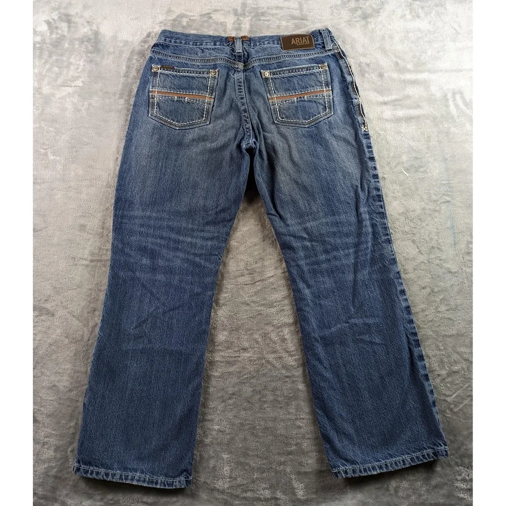 Ariat Jeans Mens 35x28 Blue M4 Relaxed Bootcut Denim Western Cowboy Rodeo READ
